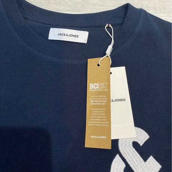 NWT Jack & Jones Logo Crewneck Sweatshirt in Navy Size S - Picture 2 of 14